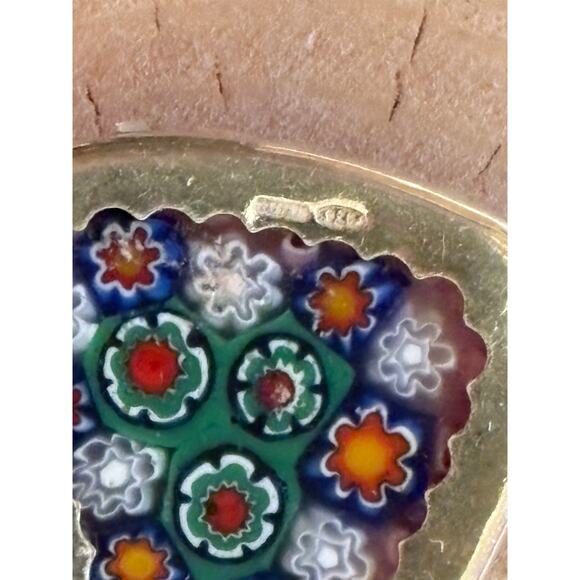 Millefiori Venetian Murano Glass Pink Heart Sterling Silver Pendant - Picture 3 of 6